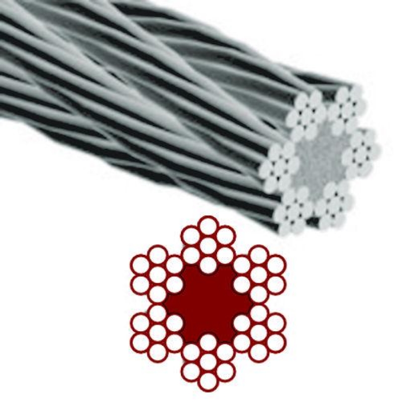 Cable ACERO 4 mm 6x7+1 con alma