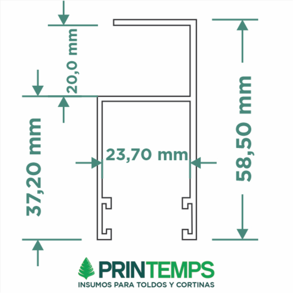 PERFIL ALUMINIO - GUIA LATERAL X 2 MTS BLANCO