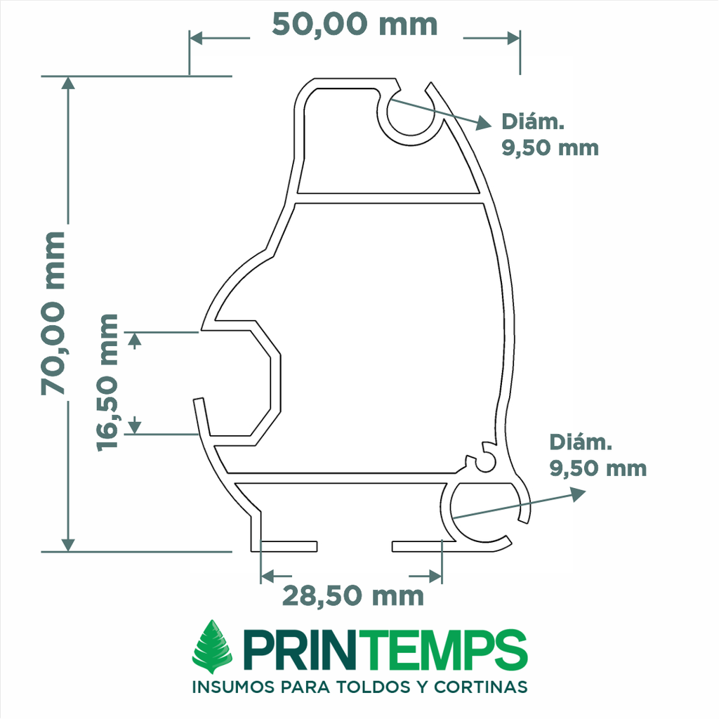 Barra Frente TP2 Universal x 3 mts Blanco