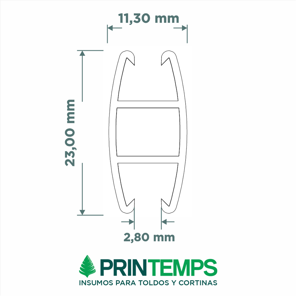 Perfil Aluminio simple CP2-4 mts NEGRO contrapeso Roller