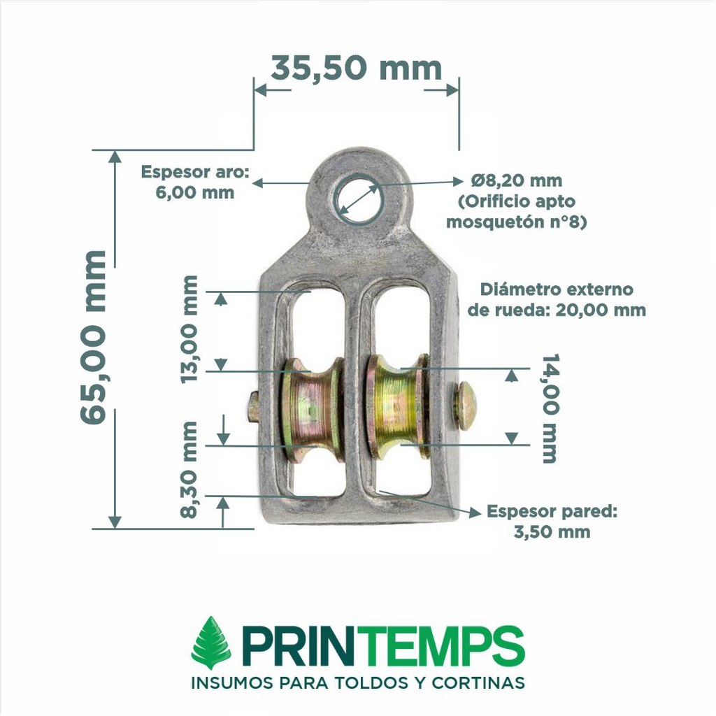 Roldana nro.3 doble (25 mm)