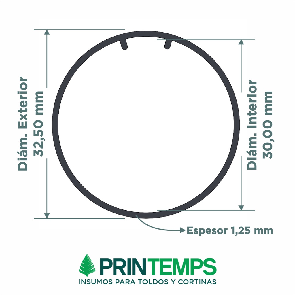 *Tubo aluminio x 4 mts c/ nervadura (32mm)