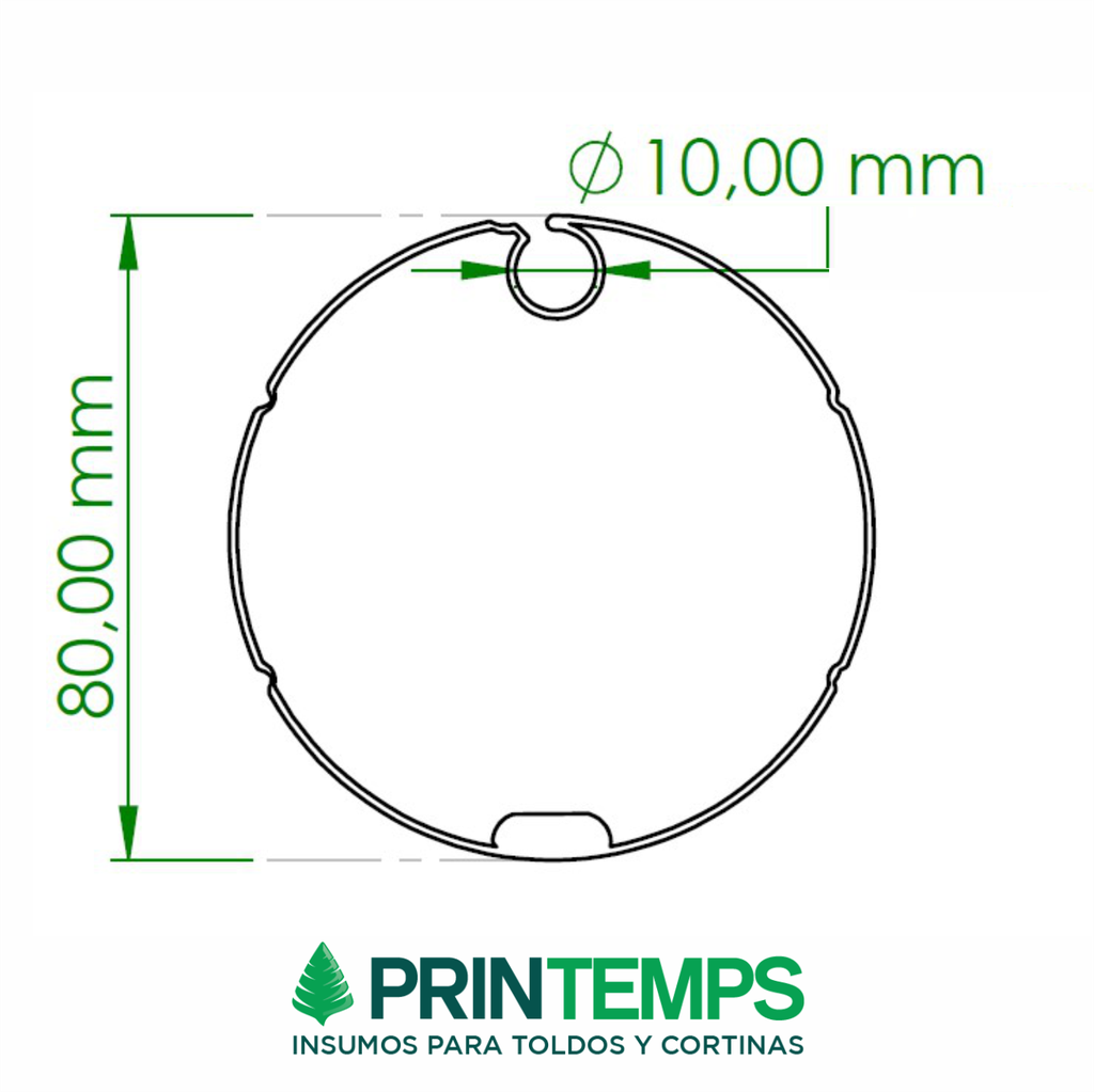 Tubo galv. nervado 80 x 2 mts