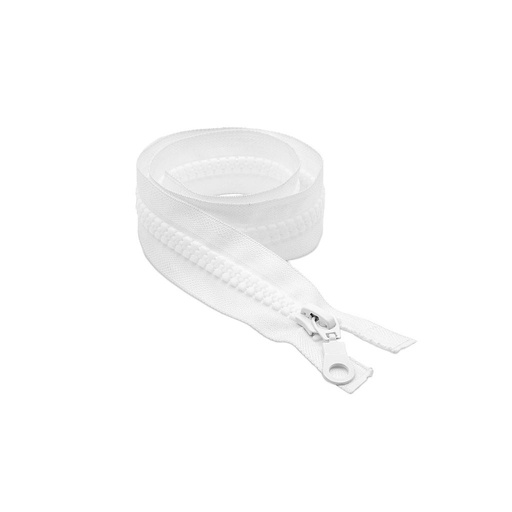 [ACIDP06] Cierre Diente de PERRO Blanco 10mm x 0,60 mts con deslizador simple