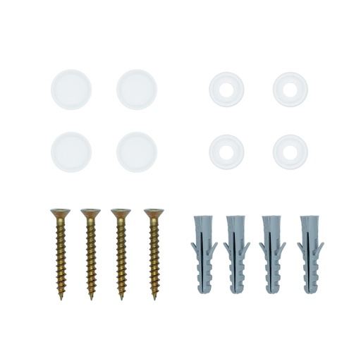 [CRKIT001] *KIT FIJACIÓN para cortina Roller 4 TORNILLO + 4 TARUGO 6 mm + 4 TAPA TORNILLO